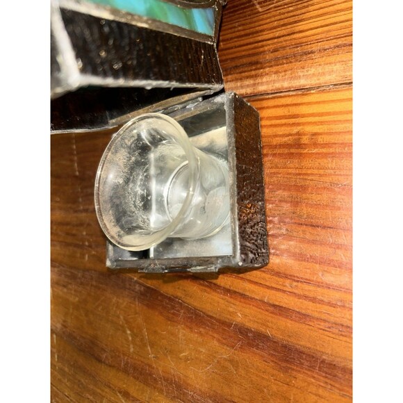 STAINED GLASS ROOSTER TEALIGHT CANDLE LAMP VINTAGE NON -ELECTRIC - Picture 7 of 9